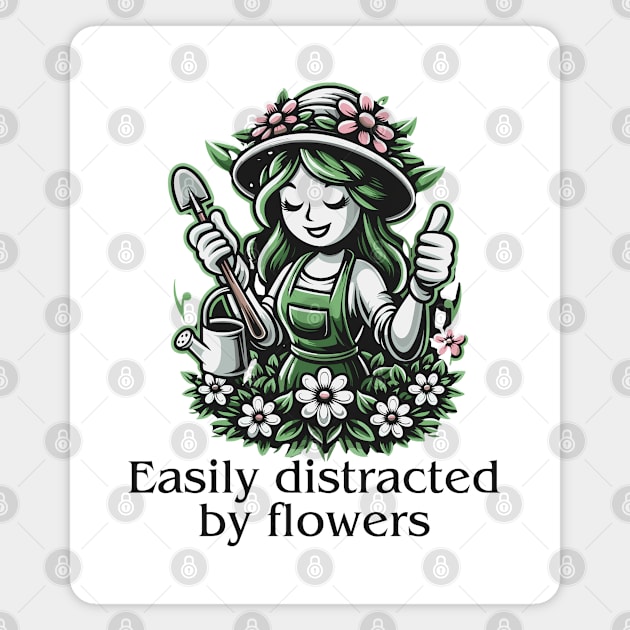 Easily Distracted By Flowers Magnet by Etopix